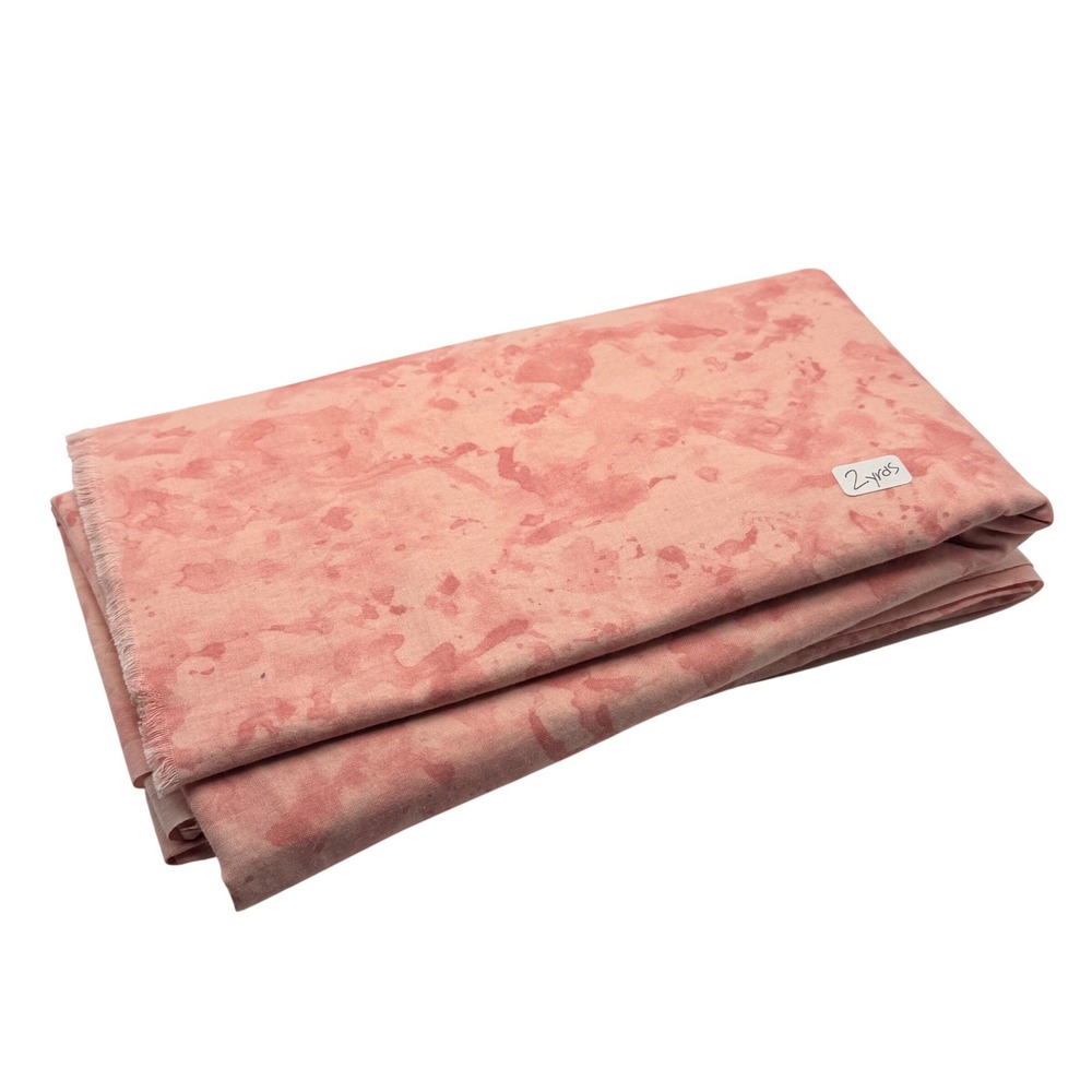 Hand Dyed Cotton Fabric Mottled Batik Style Pink Rose 2 Yards Crafting - Picture 2 of 3